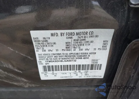 2020 Ford Explorer Xlt from USA, damaged, VIN 1FMSK8DH8LGA60732